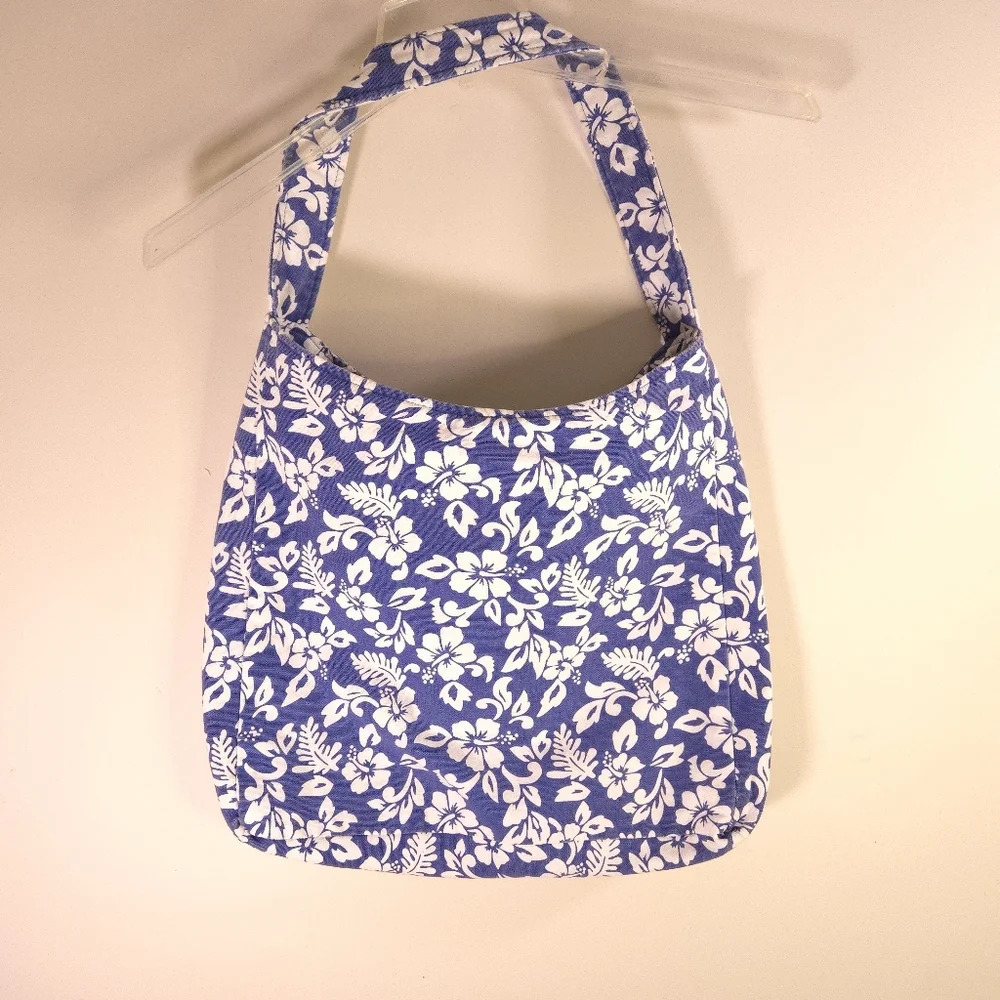 The Scala Collection Vintage Hawaiian Tote Bag 100% Cotton Blue‎ White